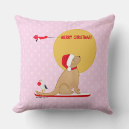 Strand Golden Retriever Weihnachten Rosa Kissen