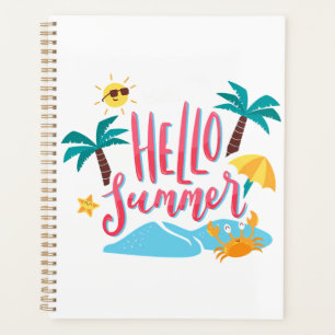 Strand - Hallo Sommer mit Palmen Bäume und Krabben Planer