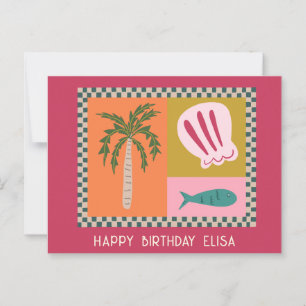 Strand HAPPY BIRTHDAY Modern Süß INDIVIDUELLER Nam Postkarte