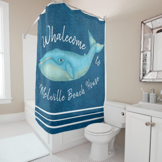 Strand-Haus-Blauwal SeeWhalecome | Gewohnheit Duschvorhang (Beispiel)