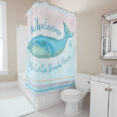 Strand-Haus-Blauwal SeeWhalecome | Name Duschvorhang (Beispiel)