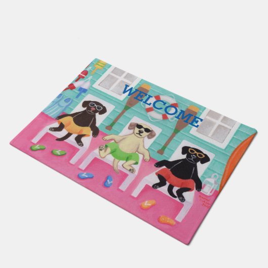 Strand-Haus-Labrador-Jungen-Tür-Matte Fußmatte (Schrägansicht)