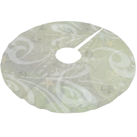 Strand-Haus-Meer Polyester Weihnachtsbaumdecke (Schrägansicht)