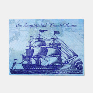 Strand-Haus-personalisiertes Seesegeln-Schiff Fußmatte