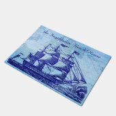 Strand-Haus-personalisiertes Seesegeln-Schiff Fußmatte (Schrägansicht)