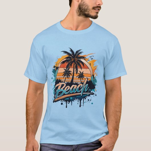 „Strand“ Helle Spritzer  T-Shirt (Vorderseite)