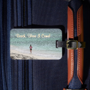 "STRAND, HIER KOMME ICH!"/Lone Female Jogger On Be Gepäckanhänger