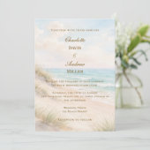 Strand Hochzeit am Meer Einladung (Stehend Vorderseite)
