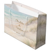 Strand Hochzeit am Meer Große Geschenktüte (Vorderseite Schrägansicht)