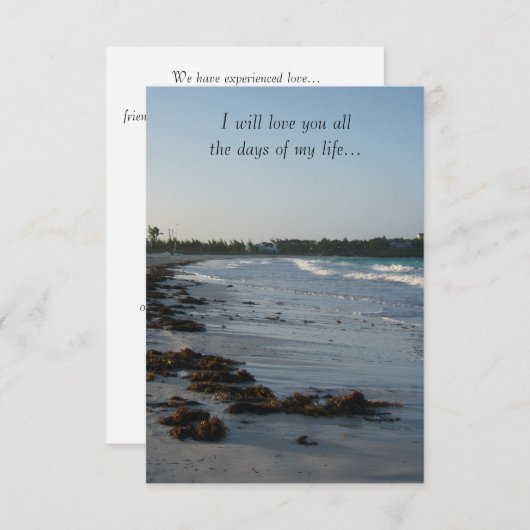 Strand-Hochzeit am Sonnenuntergang Einladung (Vorne/Hinten)