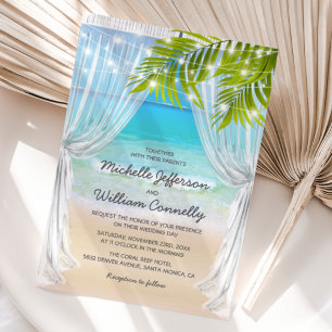 Strand-Hochzeit am Zielort Einladung