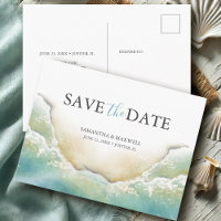 Strand-Hochzeit am Zielort - Save-the-Date-Karte