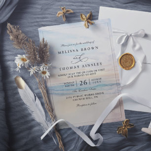 Strand-Hochzeit Elegant Modern Sunset Meer Einladung