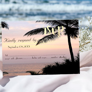 Strand Hochzeit Palmen Sonnenuntergang Antwort e Einladung