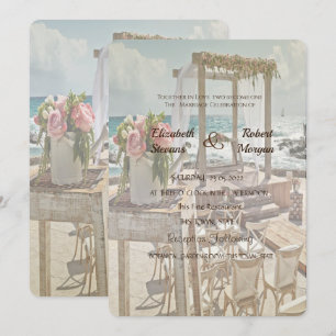 Strand-Hochzeit Retro-Bogen  Einladung