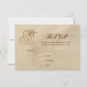 Strand Hochzeit RSVP Sand & Herz Karte