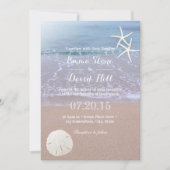 Strand Hochzeit Sand Dollar & Starfish Einladung (Vorderseite)