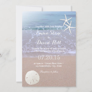 Strand Hochzeit Sand Dollar & Starfish Einladung