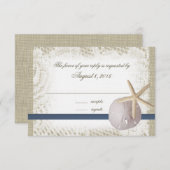 Strand Hochzeit Sand Dollar und Starfish RSVP Karte (Vorne/Hinten)