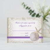 Strand Hochzeit Sand Dollar und Starfish RSVP Karte (Stehend Vorderseite)