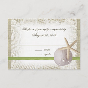 Strand Hochzeit Sand Dollar und Starfish RSVP Karte