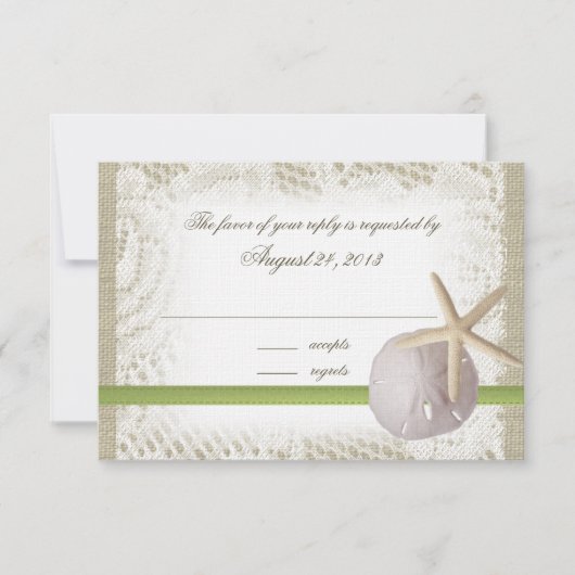 Strand Hochzeit Sand Dollar und Starfish RSVP Karte (Vorderseite)