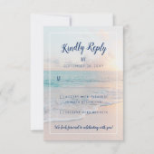 Strand Hochzeit Sandy Ocean Sunset RSVP Karte (Vorderseite)
