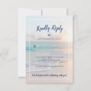Strand Hochzeit Sandy Ocean Sunset RSVP Karte
