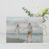 Strand Hochzeit Save the Date | Foto (Stehend Vorderseite)