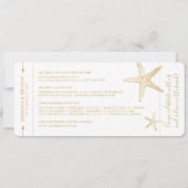 Strand-Hochzeit-Seestern-Boardingpass Save The Date (Rückseite)