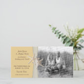 Strand Hochzeit Starfish Gelbes Save the Date Foto (Stehend Vorderseite)