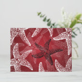 Strand Hochzeit Starfish Red Einladung (Stehend Vorderseite)