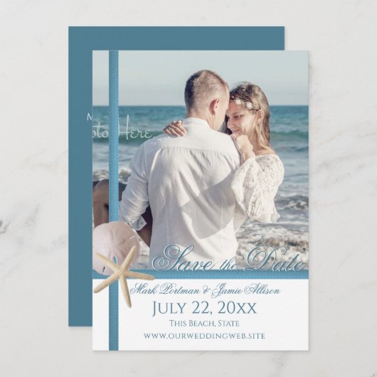 Strand Hochzeit Starfish Sand Dollar Save the Date Einladung (Vorne/Hinten)