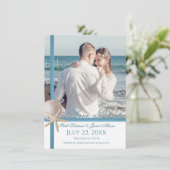 Strand Hochzeit Starfish Sand Dollar Save the Date Einladung (Stehend Vorderseite)