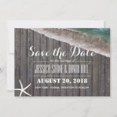 Strand Hochzeit Starfish Wood Save the Date (Vorderseite)