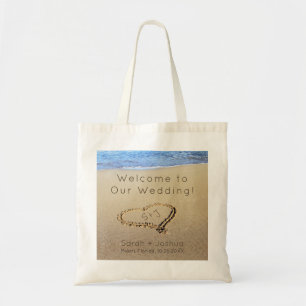 Strand-Hochzeit Willkommen-Tasche - Sand Herz Init Tragetasche
