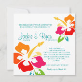 Strand-Hochzeits-Einladungs-Hibiskus-Blume bunt Einladung (Vorderseite)