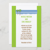 Strand-Hochzeits-Einladungs-Palme-Creme-Grün Einladung (Vorne/Hinten)