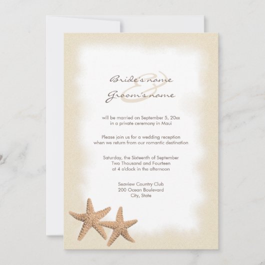 Strand-Hochzeits-Empfangs-nur Einladungen (Vorderseite)