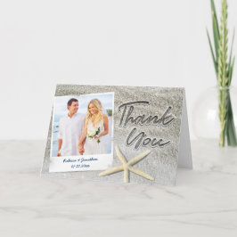 Strand-Hochzeits-Foto danken Ihnen kardiert | Feiertagskarte