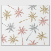 Strand-Hochzeits-Tri Goldmarmor-Palme-Blätter Geschenkpapier (Flach)