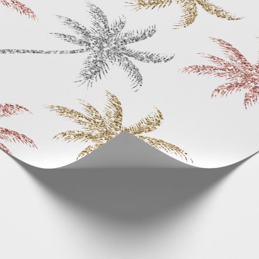 Strand-Hochzeits-Tri Goldmarmor-Palme-Blätter Geschenkpapier (Ecke)