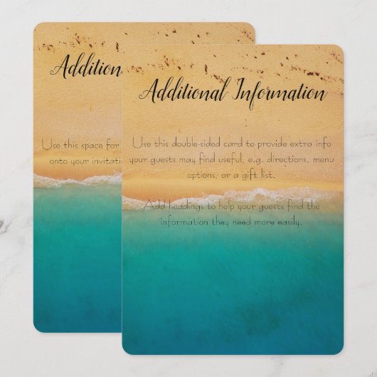 Strand-Hochzeits-zusätzliche Info-Karte Einladung (Vorne/Hinten)