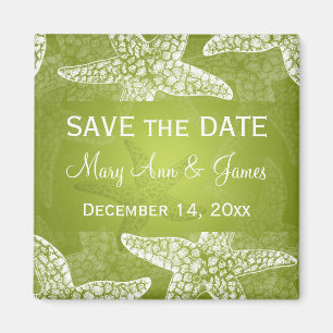 Strand-HochzeitSave the Date Starfish-Limones Grü Magnet