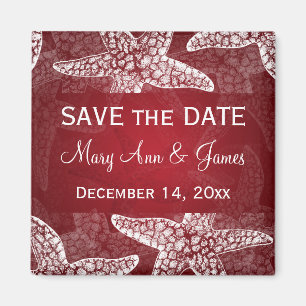 Strand-HochzeitSave the Date Starfish-Rot Magnet