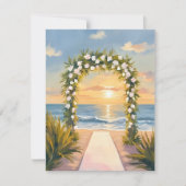 Strand-Hochzeitsbogen-Blumen-Aquarell-Karte (Vorderseite)