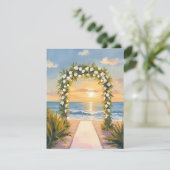 Strand-Hochzeitsbogen-Blumen-Aquarell-Karte (Stehend Vorderseite)