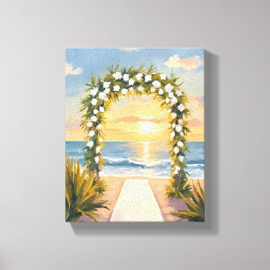 Strand-Hochzeitsbogen-Blumen-Watercolor-Kunst Leinwanddruck