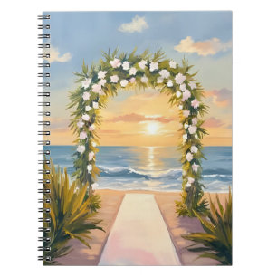 Strand-Hochzeitsbogen-Blumen-Watercolor Notizblock