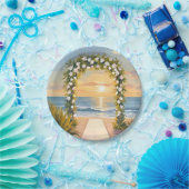 Strand-Hochzeitsbogen-Blumen-Watercolor Pappteller (Party)